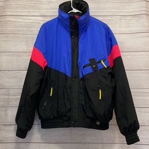 Helly Hansen Europa Vintage Color Block Puffy Ski Jacket - Blue/Blk/Pink - SZ:M